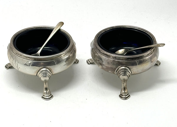Pair Salt Cellars Georgian Period English Sterling Silver. London 1754.