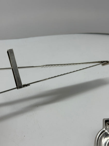 Asparagus Tongs. Georgian Period English Sterling Silver. Bright Cut. 10 1/4"