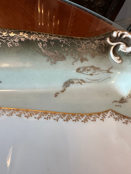 Haviland Limoges Fish Service. Platter, Sauce, 12 Plates. Late 19th Century