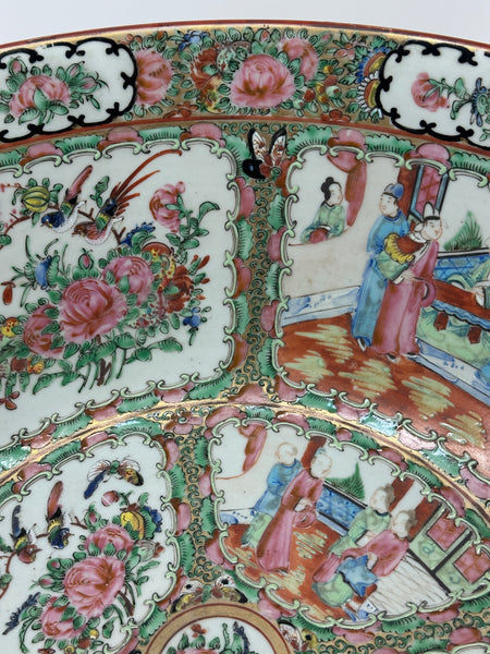 16" Punch Bowl. Chinese Porcelain Rose Medallion. Late 19th Century. Circa 1880