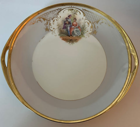 Circular Cookie Tray. Dresden Ambrosius Lamm. Watteau Style Courting Scene.