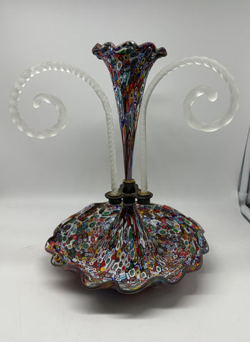 Italian Murano Milliefiori Glass Epergne. 20th Century. 11.5" H