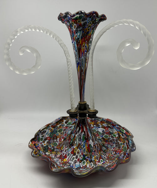 Italian Murano Milliefiori Glass Epergne. 20th Century. 11.5" H