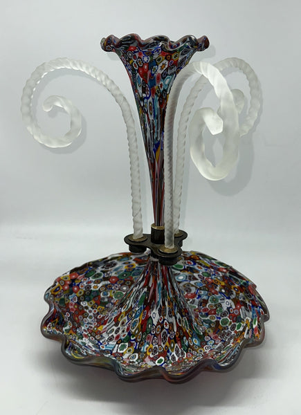 Italian Murano Milliefiori Glass Epergne. 20th Century. 11.5" H