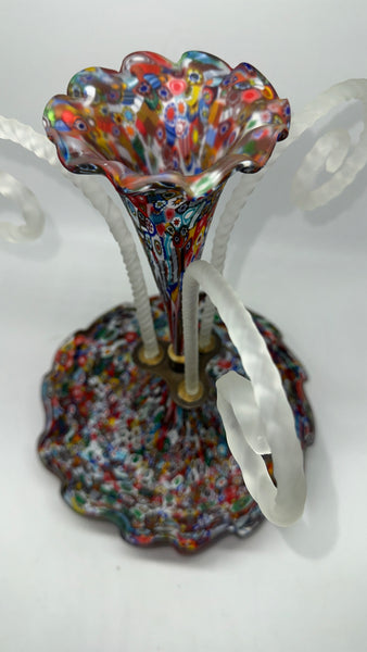 Italian Murano Milliefiori Glass Epergne. 20th Century. 11.5" H