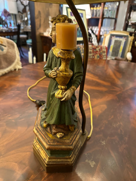 Pair Lamps. Italian Carved Wood and Gesso Angel Figures. 18th Century. 25" H