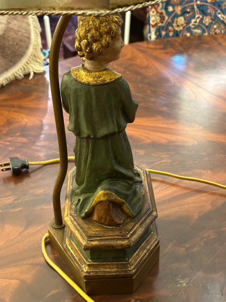 Pair Lamps. Italian Carved Wood and Gesso Angel Figures. 18th Century. 25" H