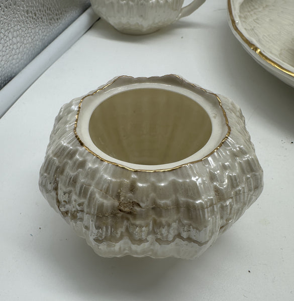 Tea Set. Irish Belleek 1st Black Mark (1863-1891). Tridacna Pattern.