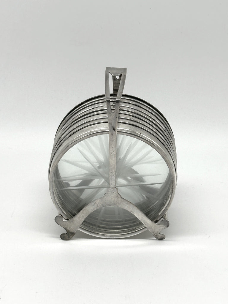 Eight Crystal and Sterling Coasters Set in Holder. Webster Co. Early 20th C