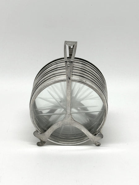 Eight Crystal and Sterling Coasters Set in Holder. Webster Co. Early 20th C