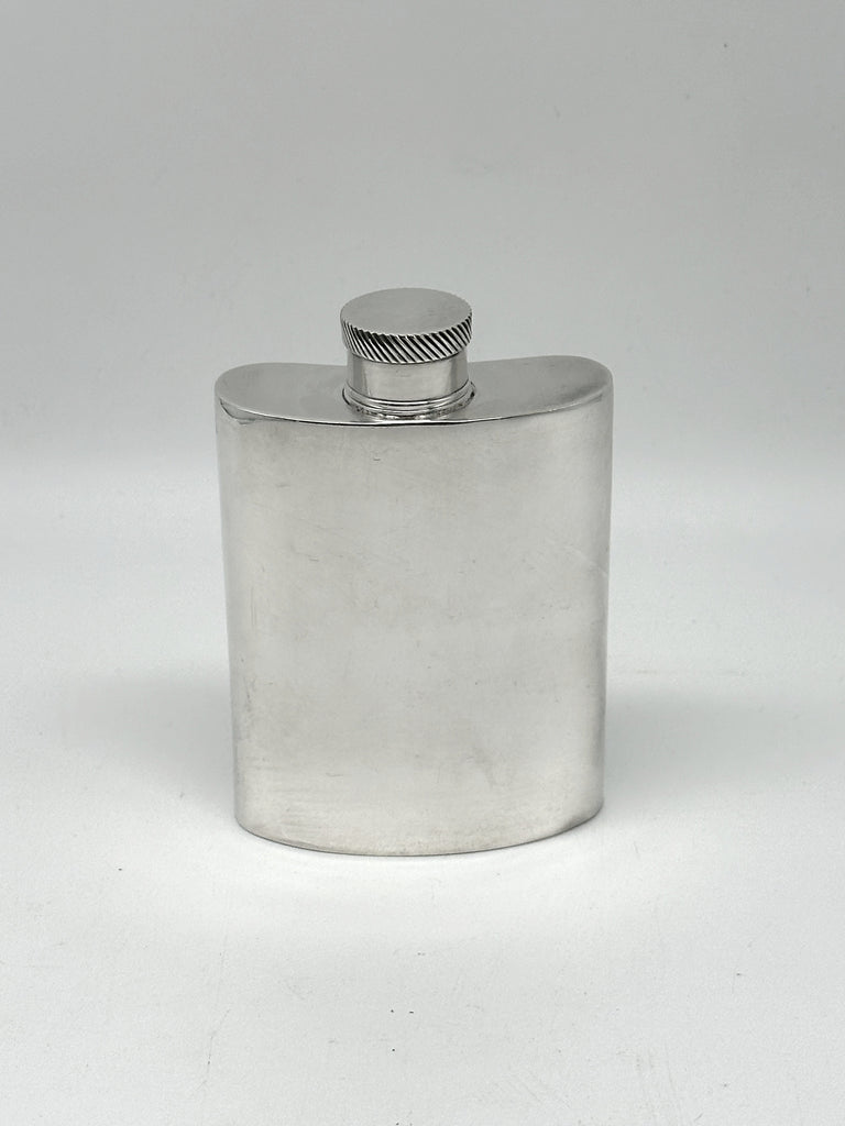 Small Vintage Silverplate Flask. Curved Body. 4" Height