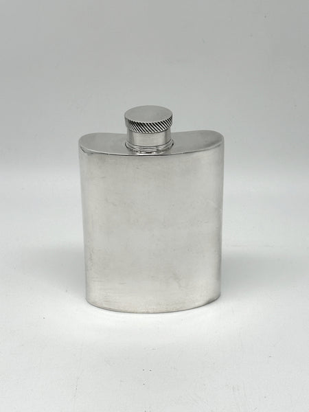 Small Vintage Silverplate Flask. Curved Body. 4" Height