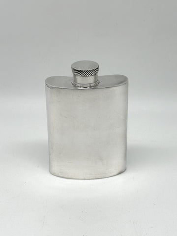 Small Vintage Silverplate Flask. Curved Body. 4" Height