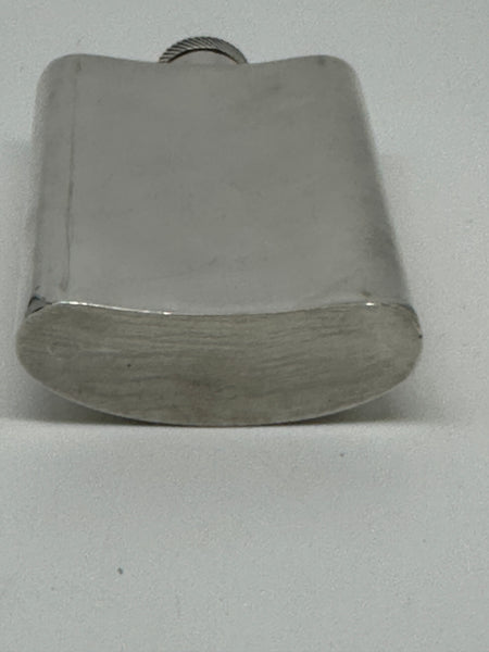 Small Vintage Silverplate Flask. Curved Body. 4" Height