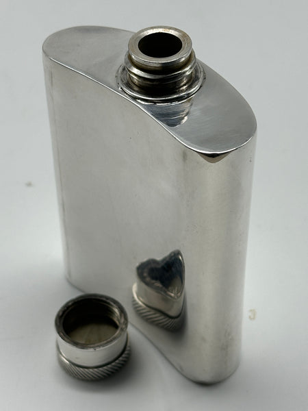 Small Vintage Silverplate Flask. Curved Body. 4" Height