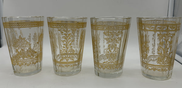 Set of Four Bohemian Gilt Glass Beakers. Coats of Arms and Angel or Saint Figure