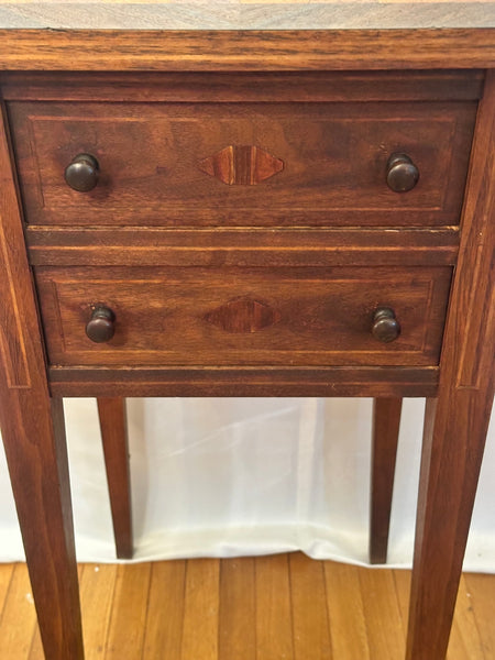 Game Side Table. Inlaid Chessboard. Two Drawers with Wood Pulls. 15" x 15" x 32"