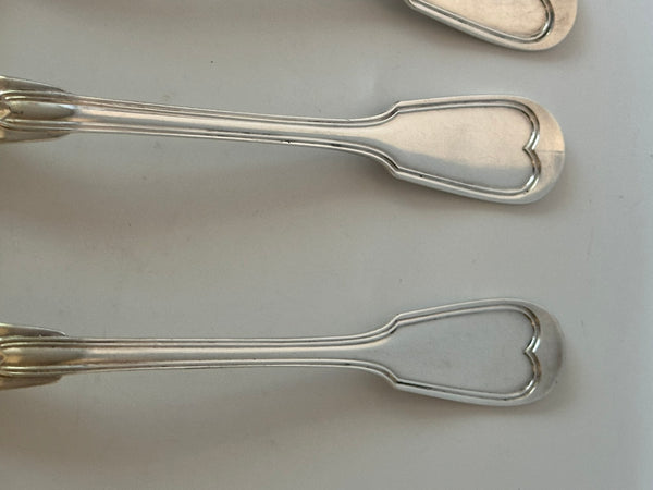 Six Soup Spoons. Christofle French Silverplate. Chinon Pattern. 8 1/2". No mono