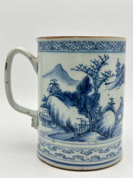 Large Mug. Chinese Blue and White Porcelain. 18th Century. 5 1/2" Height
