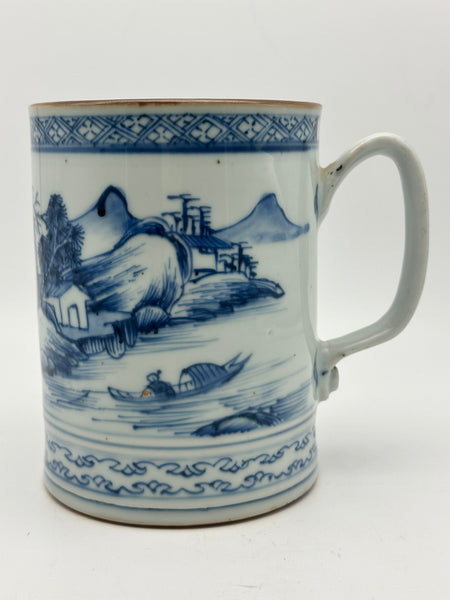 Large Mug. Chinese Blue and White Porcelain. 18th Century. 5 1/2" Height