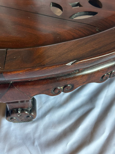 Foot Stool. Chinese Rosewood. Pierced Top. Qing 19th Century. 38 1/2" x 19" x7"