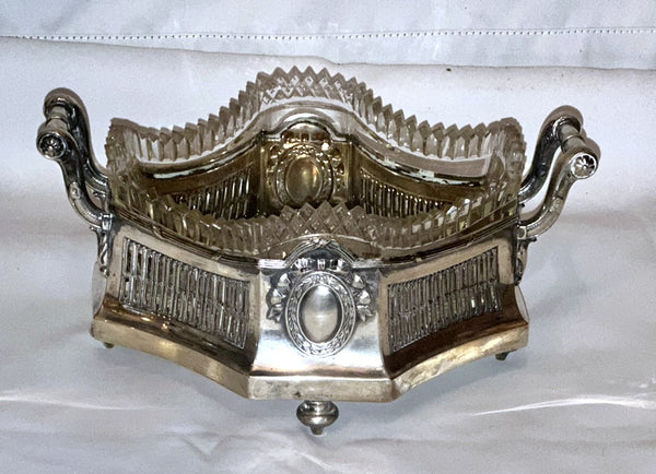3 pc Table Centerpiece. German 800 Silver and Cut Glass. Early 20th Century