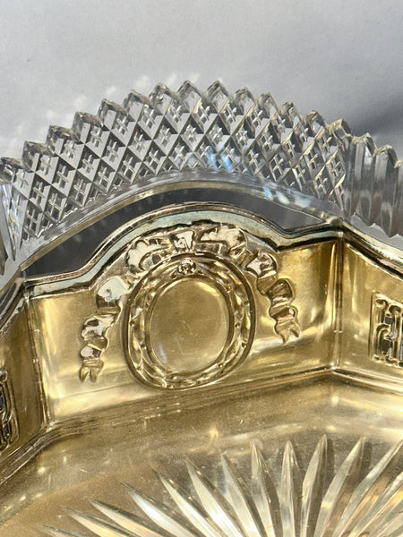 3 pc Table Centerpiece. German 800 Silver and Cut Glass. Early 20th Century