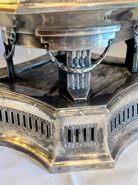 3 pc Table Centerpiece. German 800 Silver and Cut Glass. Early 20th Century