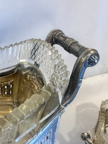 3 pc Table Centerpiece. German 800 Silver and Cut Glass. Early 20th Century