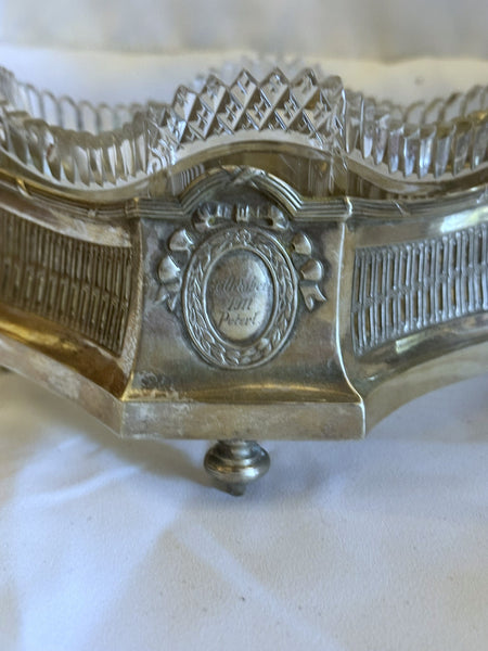 3 pc Table Centerpiece. German 800 Silver and Cut Glass. Early 20th Century