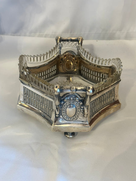 3 pc Table Centerpiece. German 800 Silver and Cut Glass. Early 20th Century