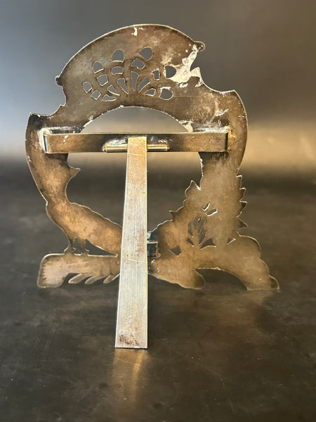 Pair of Silver Picture Frames. Peacock and Flowers. Photo Opening 2 1/8" x 2"