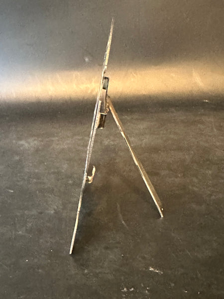 Pair of Silver Picture Frames. Peacock and Flowers. Photo Opening 2 1/8" x 2"