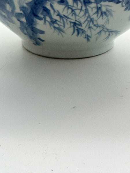 Large Korean Porcelain Blue and White Moon Jar. 19th Century Joseon. 12" Height
