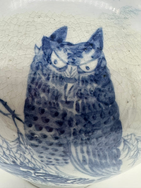 Large Korean Porcelain Blue and White Moon Jar. 19th Century Joseon. 12" Height