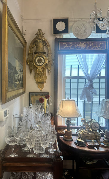 Large French Cartel Wall Clock. Gilt Bronze Case. Enamel Dial. 19th C. 36" H