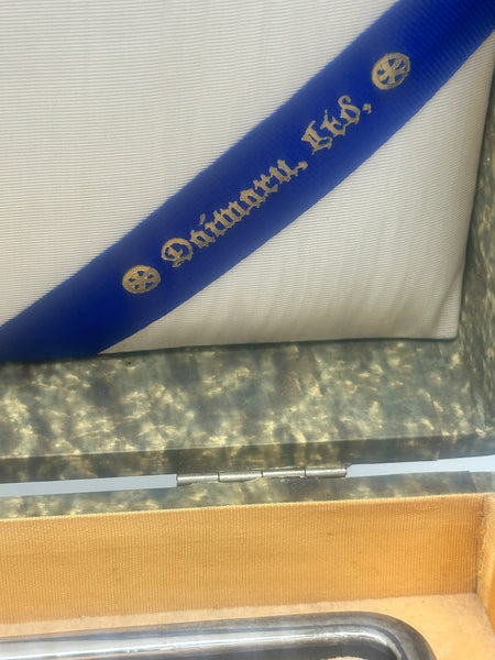 Japanese Smoking Set Jungin Pure Silver and Ebonized Wood. Meiji. Fitted Box.