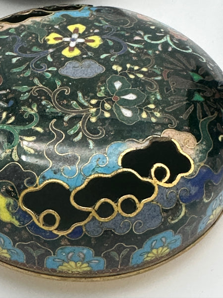 Japanese Cloisonne Censor Incense Burner. Goldstone. Pierced Lid. Meiji.