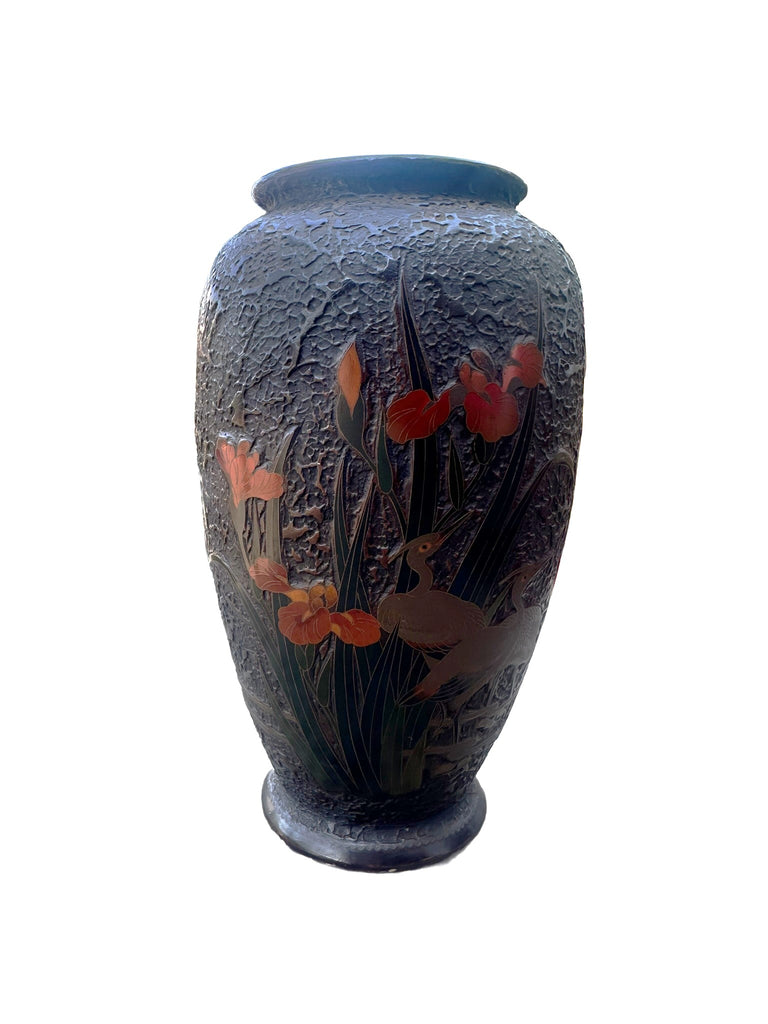 Japanese Tree Bark Cloisonne Totai Shippo Vase. Meiji Period. 7 1/4" Height