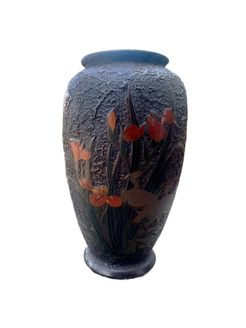 Japanese Tree Bark Cloisonne Totai Shippo Vase. Meiji Period. 7 1/4" Height