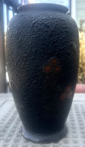 Japanese Tree Bark Cloisonne Totai Shippo Vase. Meiji Period. 7 1/4" Height