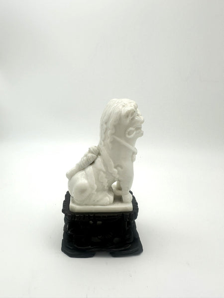 Chinese Porcelain Dehua Blanc de Chine Foo Dog Incense Holder. Wood Stand. 5" H