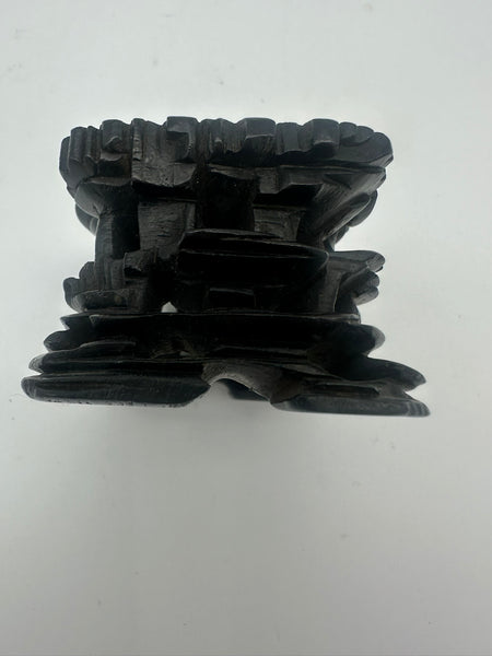 Chinese Porcelain Dehua Blanc de Chine Foo Dog Incense Holder. Wood Stand. 5" H