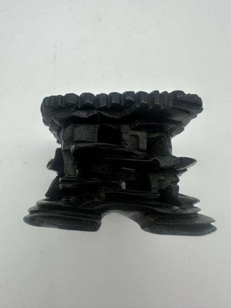 Chinese Porcelain Dehua Blanc de Chine Foo Dog Incense Holder. Wood Stand. 5" H