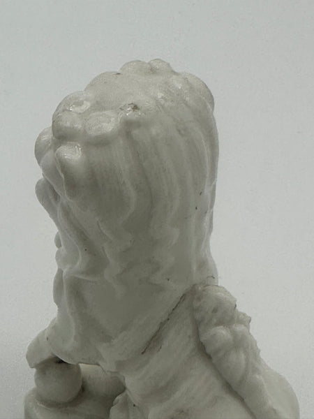 Chinese Porcelain Dehua Blanc de Chine Foo Dog Incense Holder. Wood Stand. 5" H