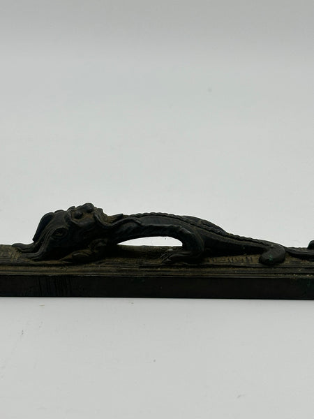 Scroll Weight. Chinese Bronze. Qilin Dragon Figure. Ming/Qing. 8 3/4"