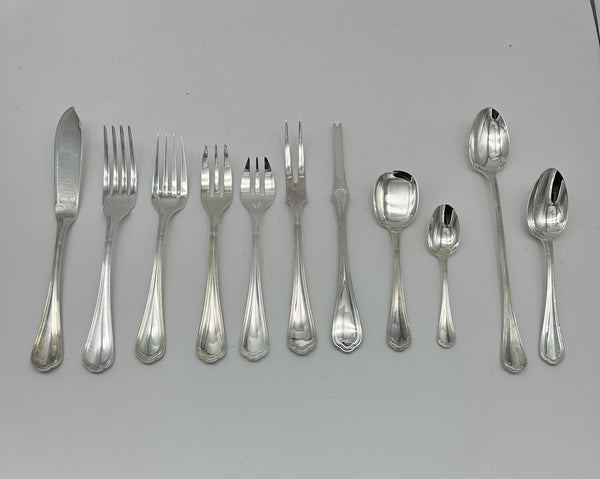 Christofle French Silverplate in the Spatours Pattern. 307 Pieces Total