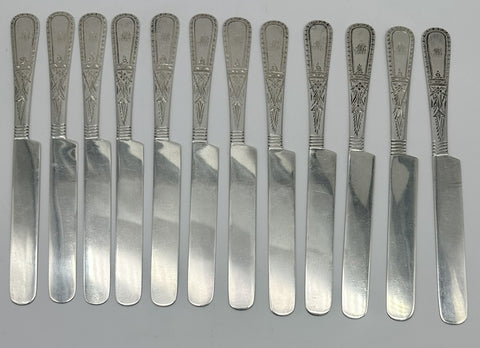 12 Tea Knives. American Sterling Silver. W.M. Wilson & Son Philadelphia 8"