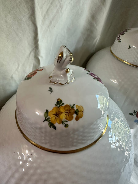 Pair Large Ginger Jars. Royal Copenhagen. Floral Motif. 12" H x 8" D