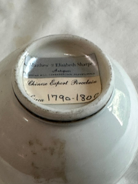 Small Pitcher. Chinese Export Porcelain. Blue Flowers. Peach Finial. Circa 1790